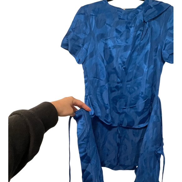 Isabel Marant 10 Jacquard Mini Wrap Dress $595 Short Sleeve Bright Royal Blue 42 - Picture 7 of 16